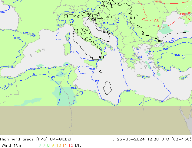 High wind areas UK-Global Tu 25.06.2024 12 UTC
