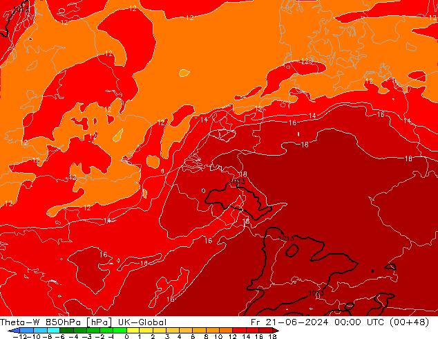 Theta-W 850hPa UK-Global Sex 21.06.2024 00 UTC