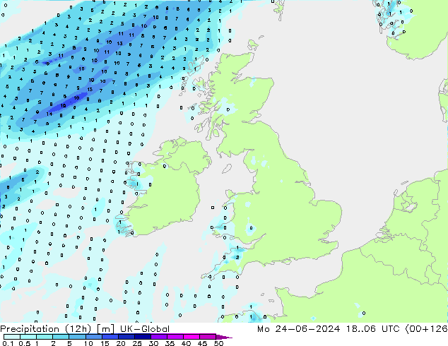 Precipitación (12h) UK-Global lun 24.06.2024 06 UTC