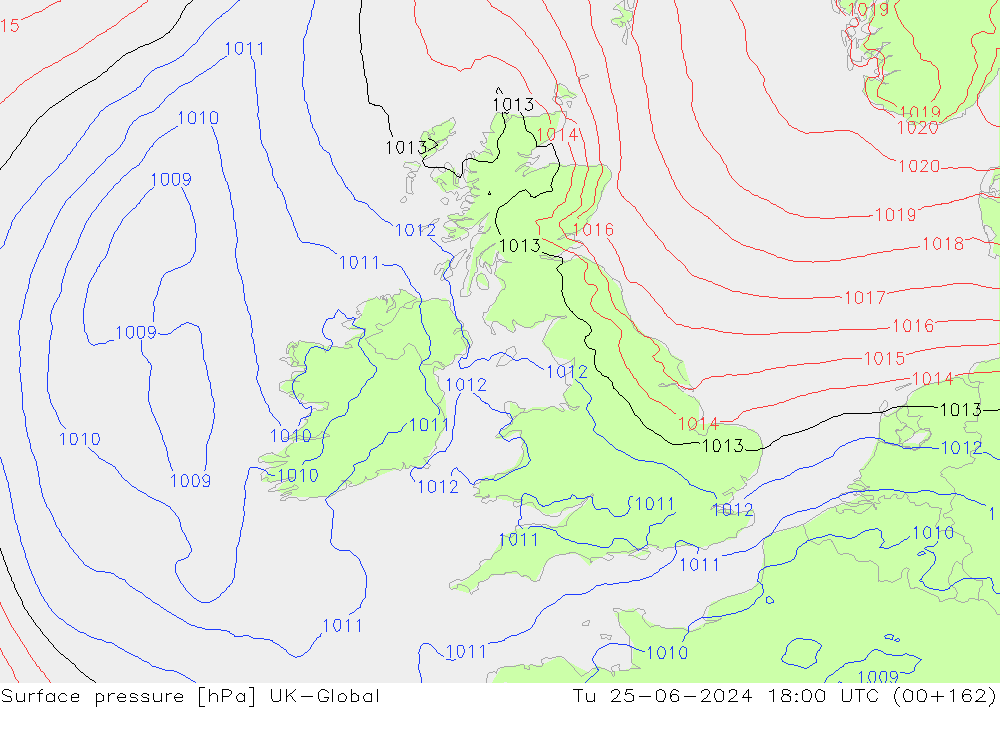 приземное давление UK-Global вт 25.06.2024 18 UTC