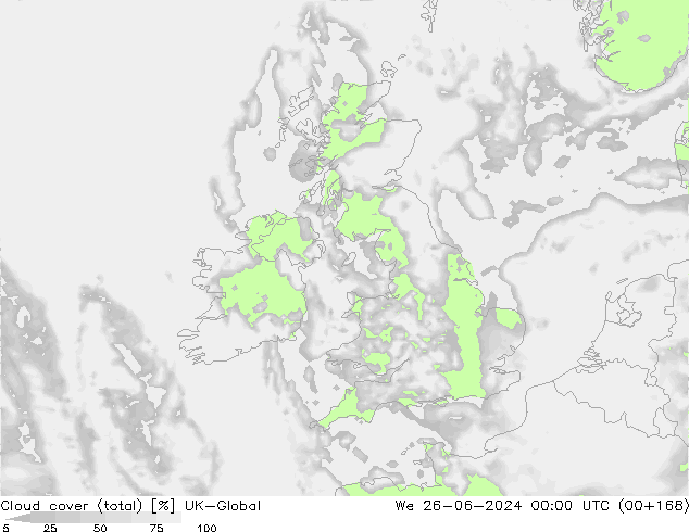 Bulutlar (toplam) UK-Global Çar 26.06.2024 00 UTC