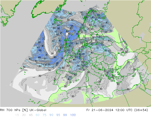 RH 700 hPa UK-Global Fr 21.06.2024 12 UTC