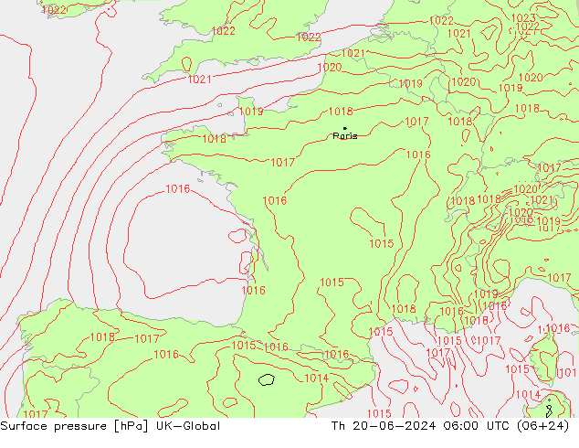 Luchtdruk (Grond) UK-Global do 20.06.2024 06 UTC
