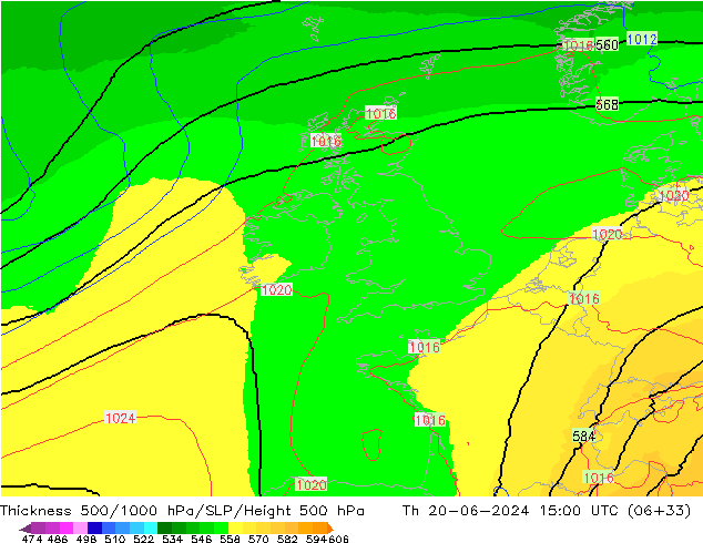 Thck 500-1000гПа UK-Global чт 20.06.2024 15 UTC