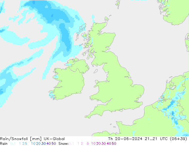 Rain/Snowfall UK-Global чт 20.06.2024 21 UTC