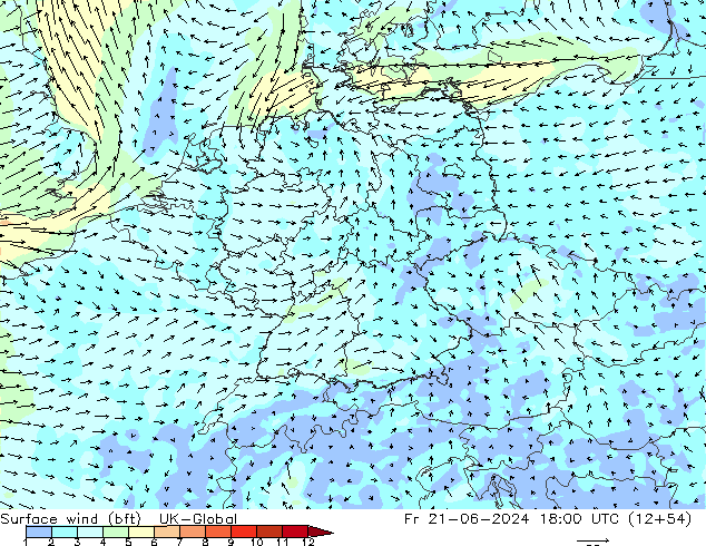 Rüzgar 10 m (bft) UK-Global Cu 21.06.2024 18 UTC