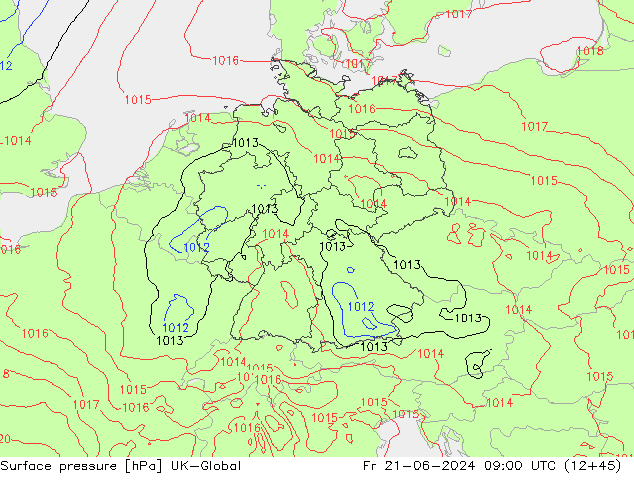 Luchtdruk (Grond) UK-Global vr 21.06.2024 09 UTC