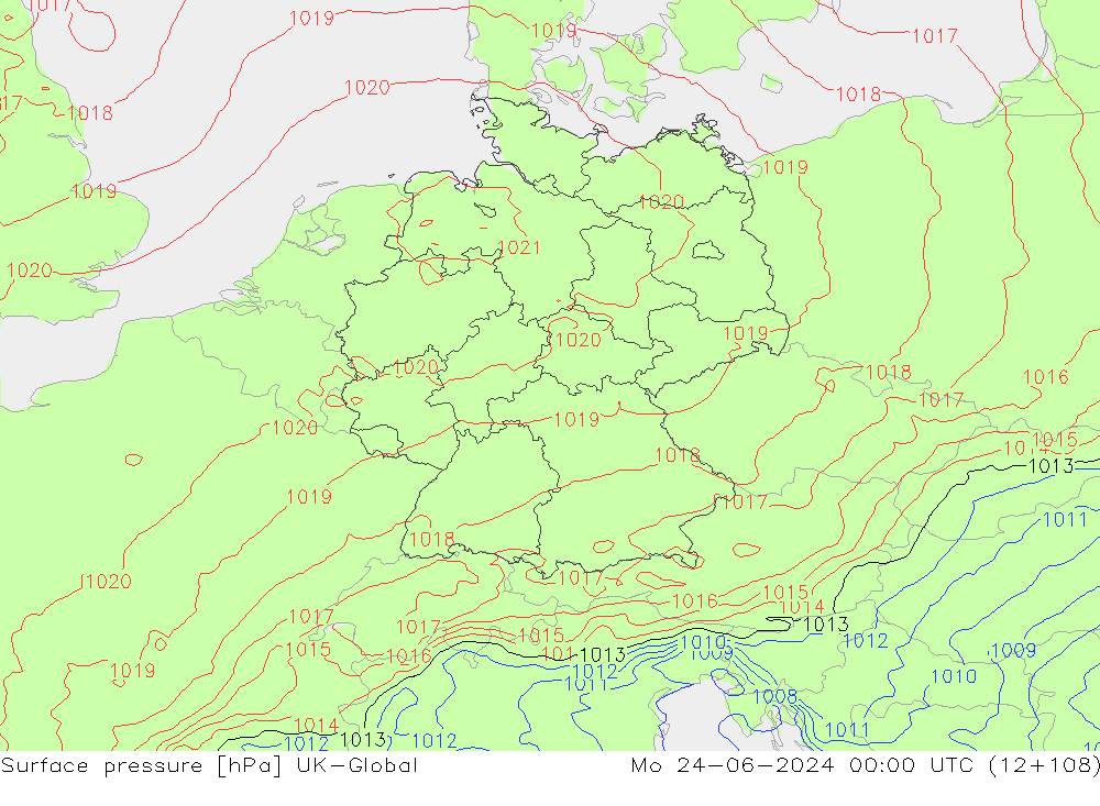 приземное давление UK-Global пн 24.06.2024 00 UTC