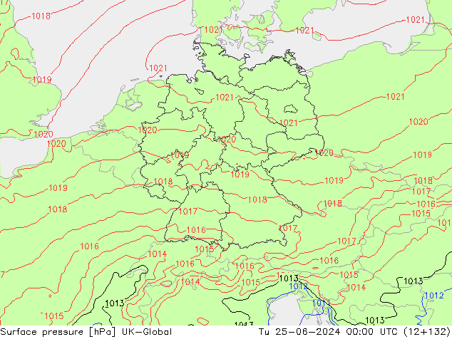 Luchtdruk (Grond) UK-Global di 25.06.2024 00 UTC