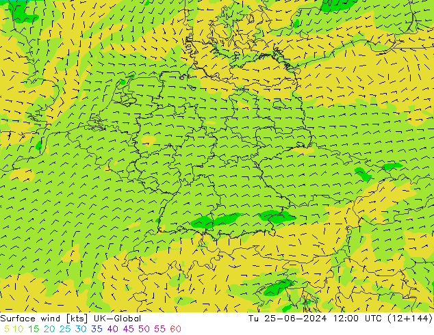 Wind 10 m UK-Global di 25.06.2024 12 UTC