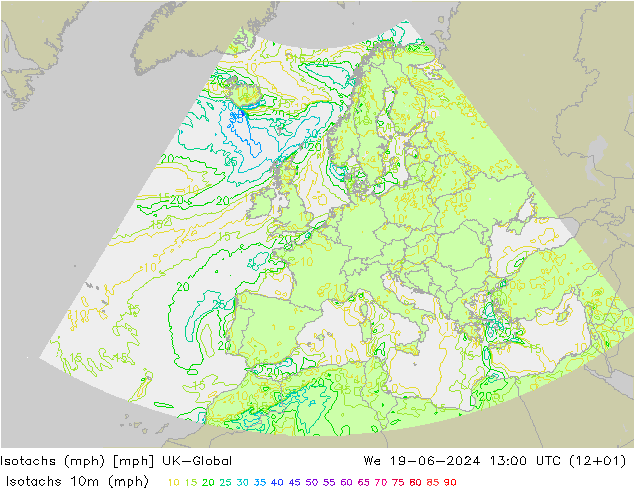 Isotaca (mph) UK-Global mié 19.06.2024 13 UTC
