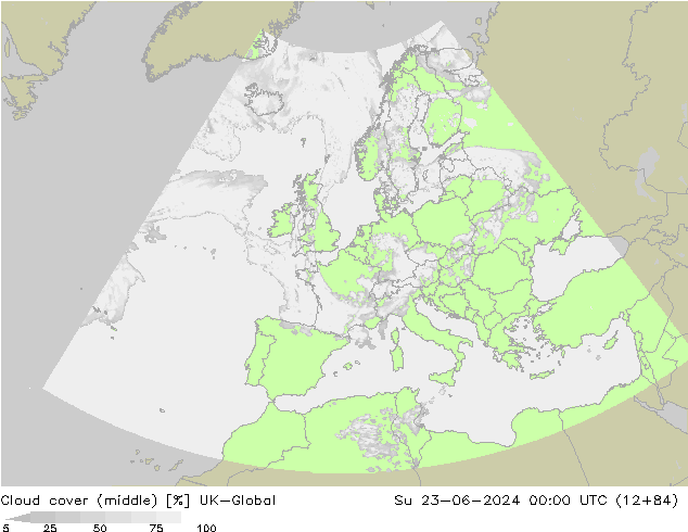 Cloud cover (middle) UK-Global Su 23.06.2024 00 UTC