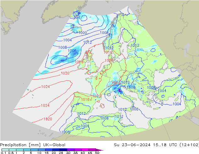 Srážky UK-Global Ne 23.06.2024 18 UTC