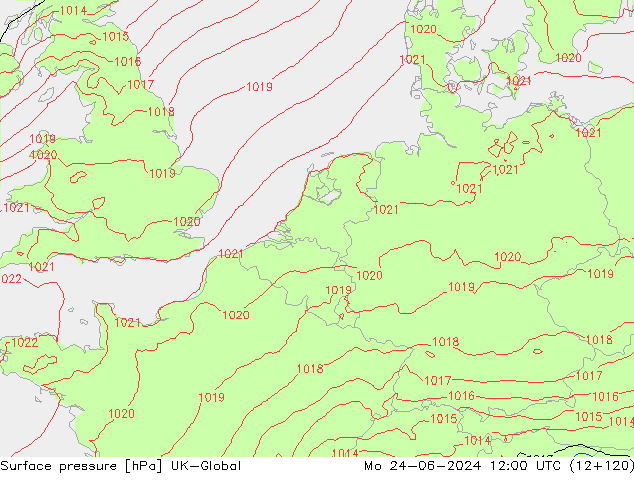 pressão do solo UK-Global Seg 24.06.2024 12 UTC