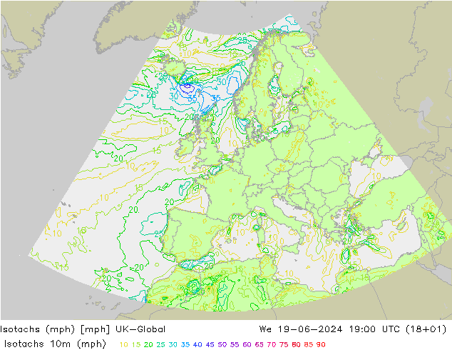 Isotachs (mph) UK-Global St 19.06.2024 19 UTC