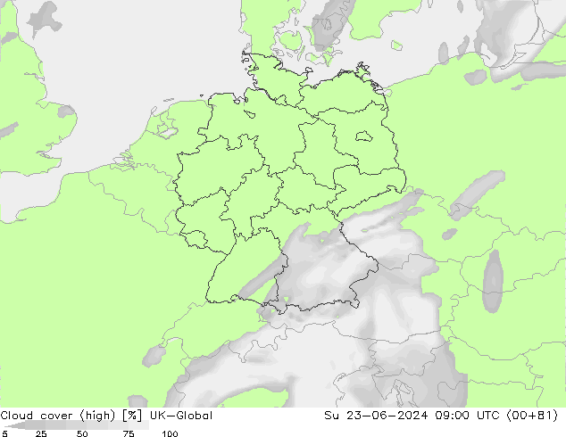 Nuages (élevé) UK-Global dim 23.06.2024 09 UTC