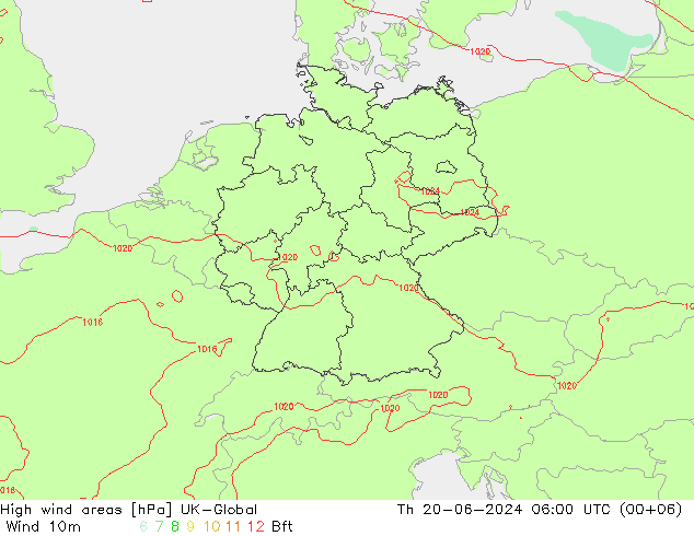High wind areas UK-Global Th 20.06.2024 06 UTC
