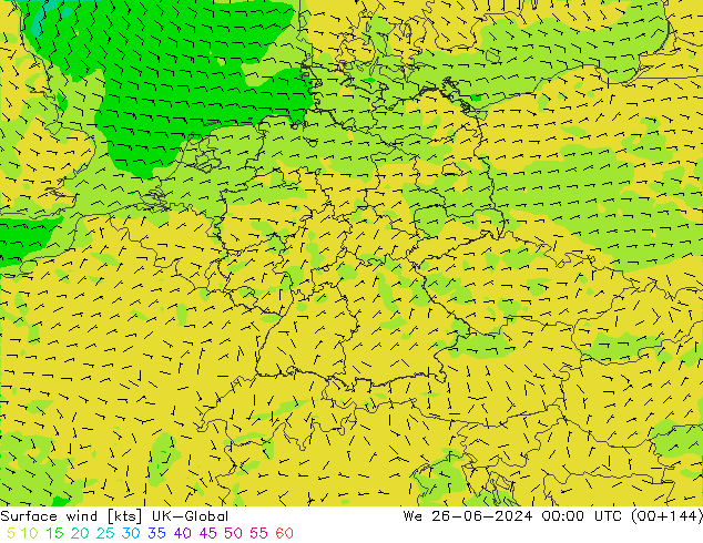 Surface wind UK-Global We 26.06.2024 00 UTC