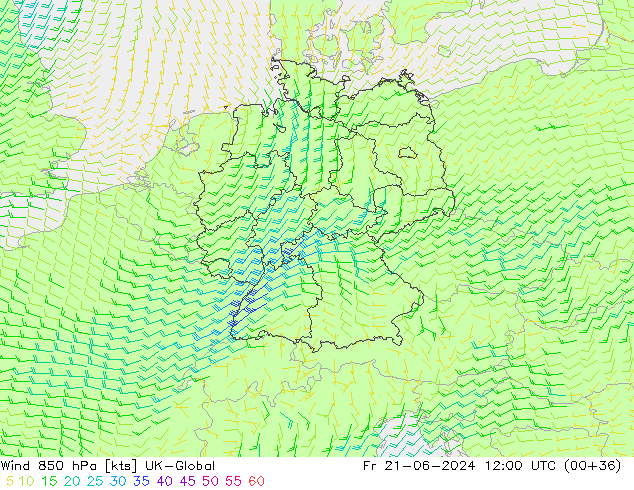 Rüzgar 850 hPa UK-Global Cu 21.06.2024 12 UTC