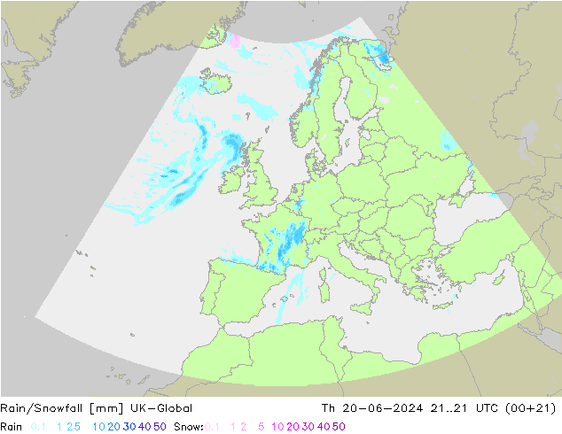 Regen/Sneeuwval UK-Global do 20.06.2024 21 UTC