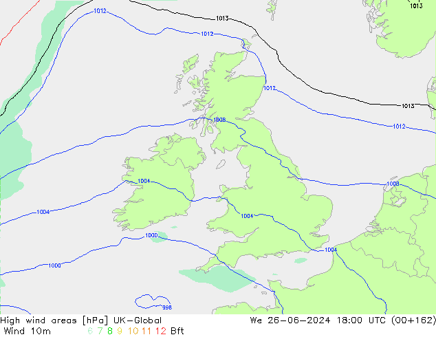 High wind areas UK-Global mer 26.06.2024 18 UTC