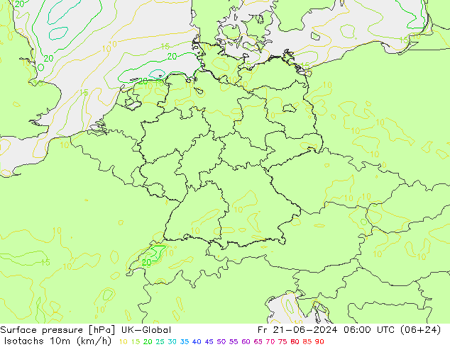 Isotachen (km/h) UK-Global Fr 21.06.2024 06 UTC