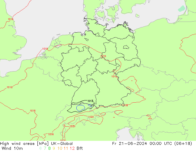 High wind areas UK-Global vie 21.06.2024 00 UTC