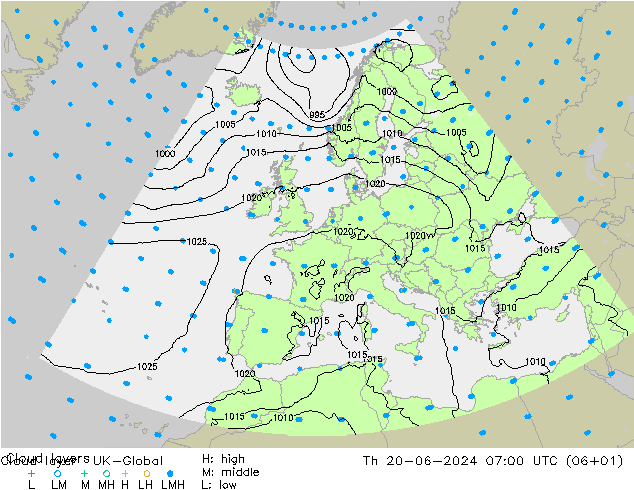 Cloud layer UK-Global Qui 20.06.2024 07 UTC