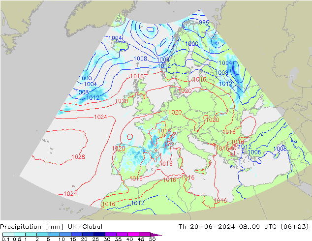 Precipitación UK-Global jue 20.06.2024 09 UTC