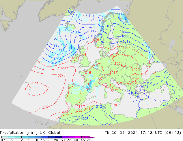 Precipitation UK-Global Th 20.06.2024 18 UTC