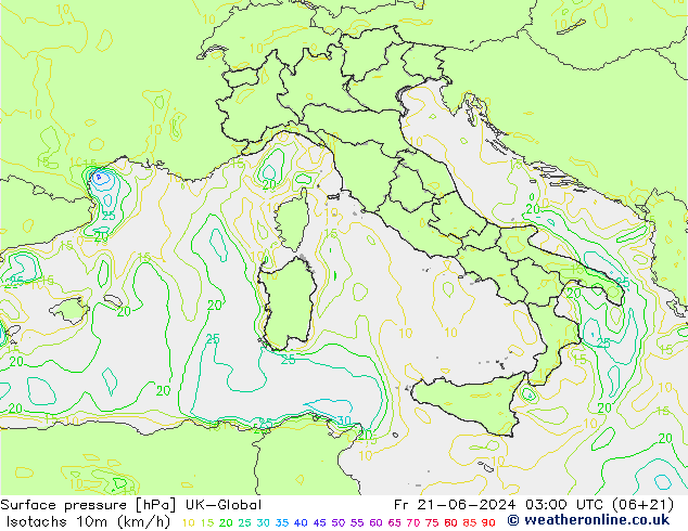 Isotachs (kph) UK-Global Fr 21.06.2024 03 UTC