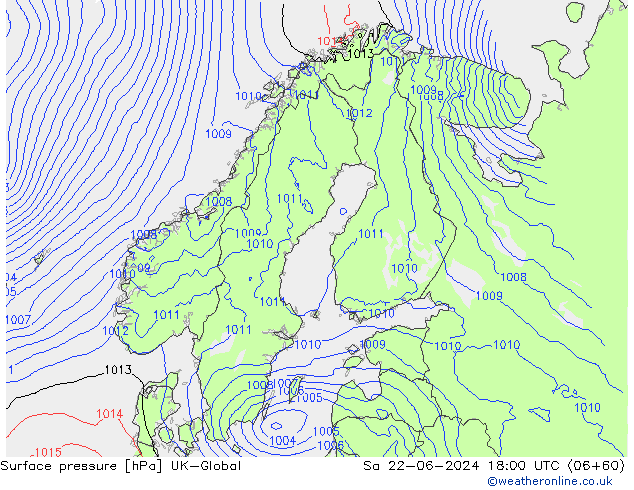 pression de l'air UK-Global sam 22.06.2024 18 UTC