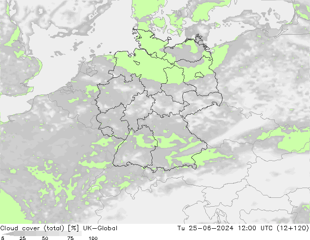 Nubes (total) UK-Global mar 25.06.2024 12 UTC