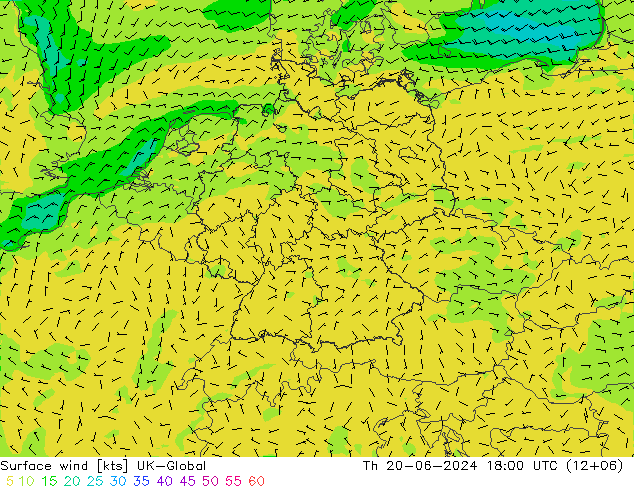 风 10 米 UK-Global 星期四 20.06.2024 18 UTC