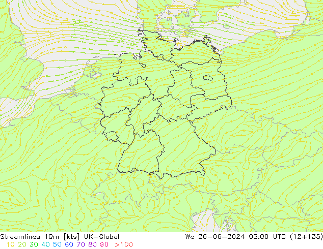 Ligne de courant 10m UK-Global mer 26.06.2024 03 UTC