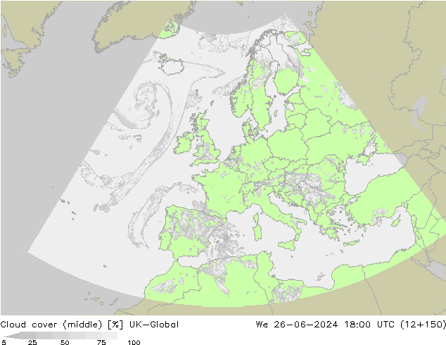 oblačnosti uprostřed UK-Global St 26.06.2024 18 UTC