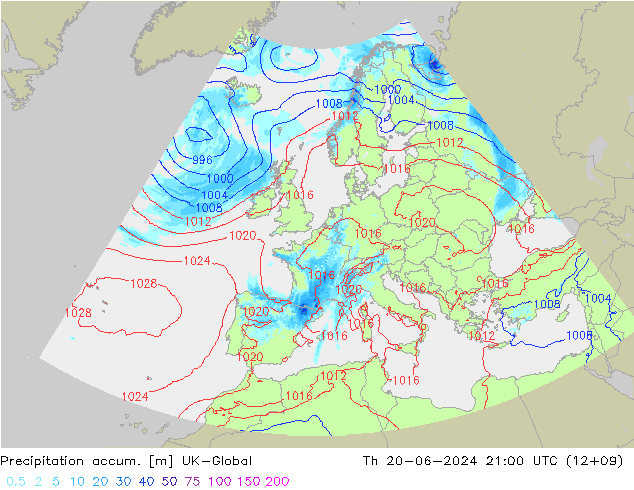 Precipitation accum. UK-Global Th 20.06.2024 21 UTC