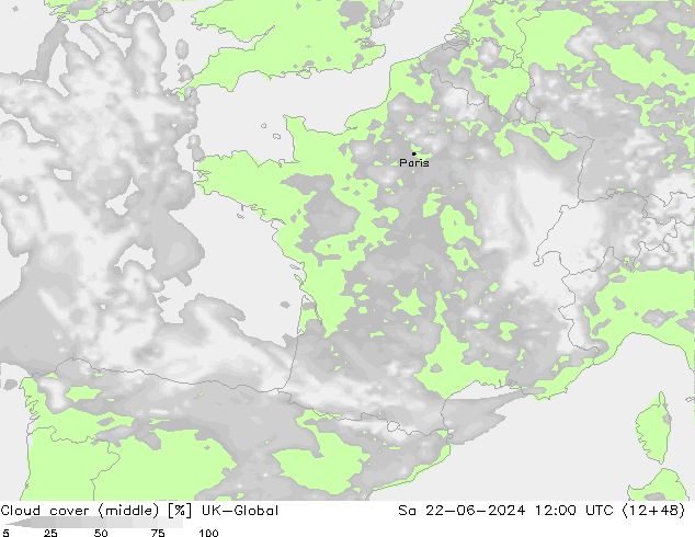 Cloud cover (middle) UK-Global Sa 22.06.2024 12 UTC
