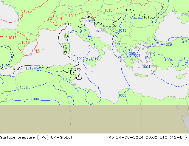 Luchtdruk (Grond) UK-Global ma 24.06.2024 00 UTC