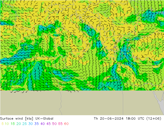 Vent 10 m UK-Global jeu 20.06.2024 18 UTC