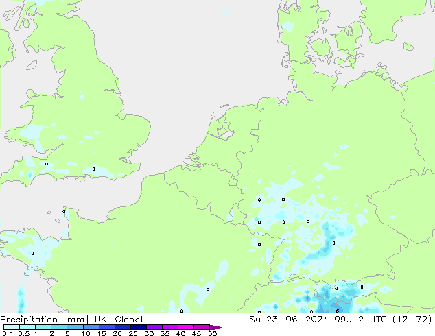 precipitação UK-Global Dom 23.06.2024 12 UTC