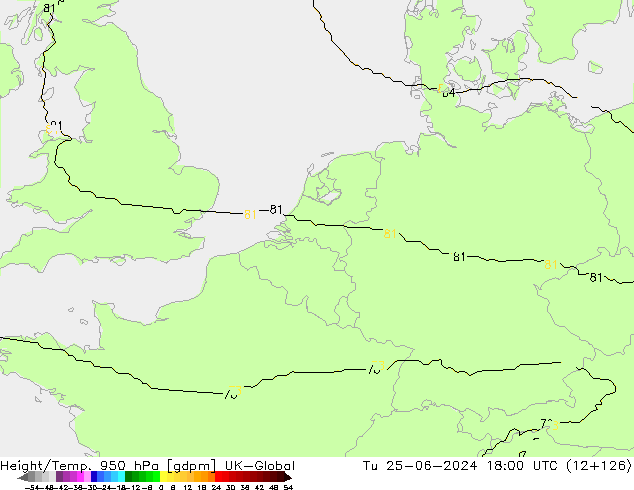 Yükseklik/Sıc. 950 hPa UK-Global Sa 25.06.2024 18 UTC