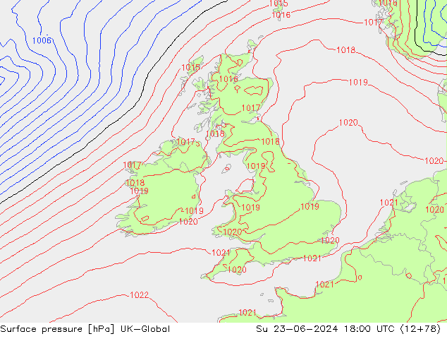 Surface pressure UK-Global Su 23.06.2024 18 UTC