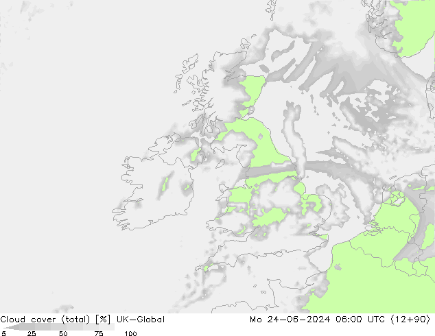 Wolken (gesamt) UK-Global Mo 24.06.2024 06 UTC