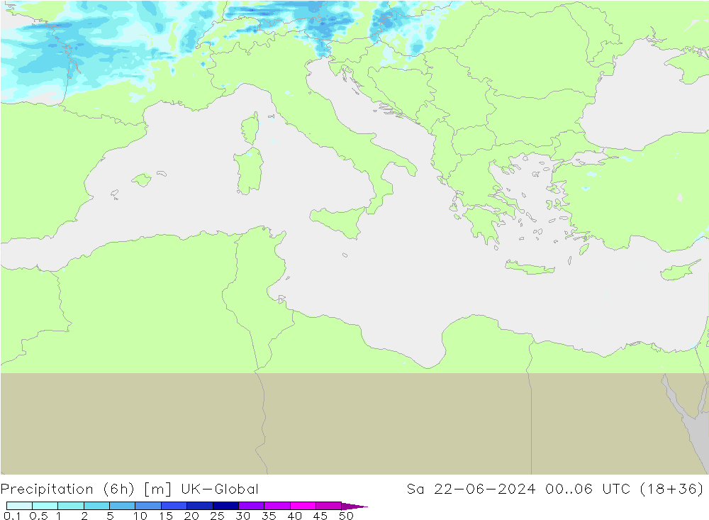 Precipitation (6h) UK-Global Sa 22.06.2024 06 UTC