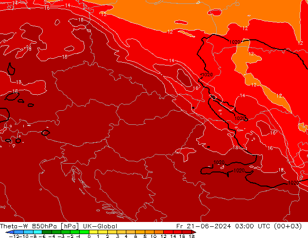 Theta-W 850hPa UK-Global Pá 21.06.2024 03 UTC