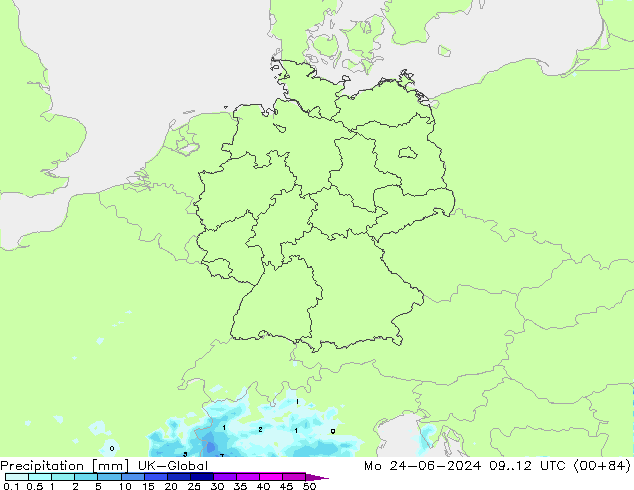 Precipitación UK-Global lun 24.06.2024 12 UTC