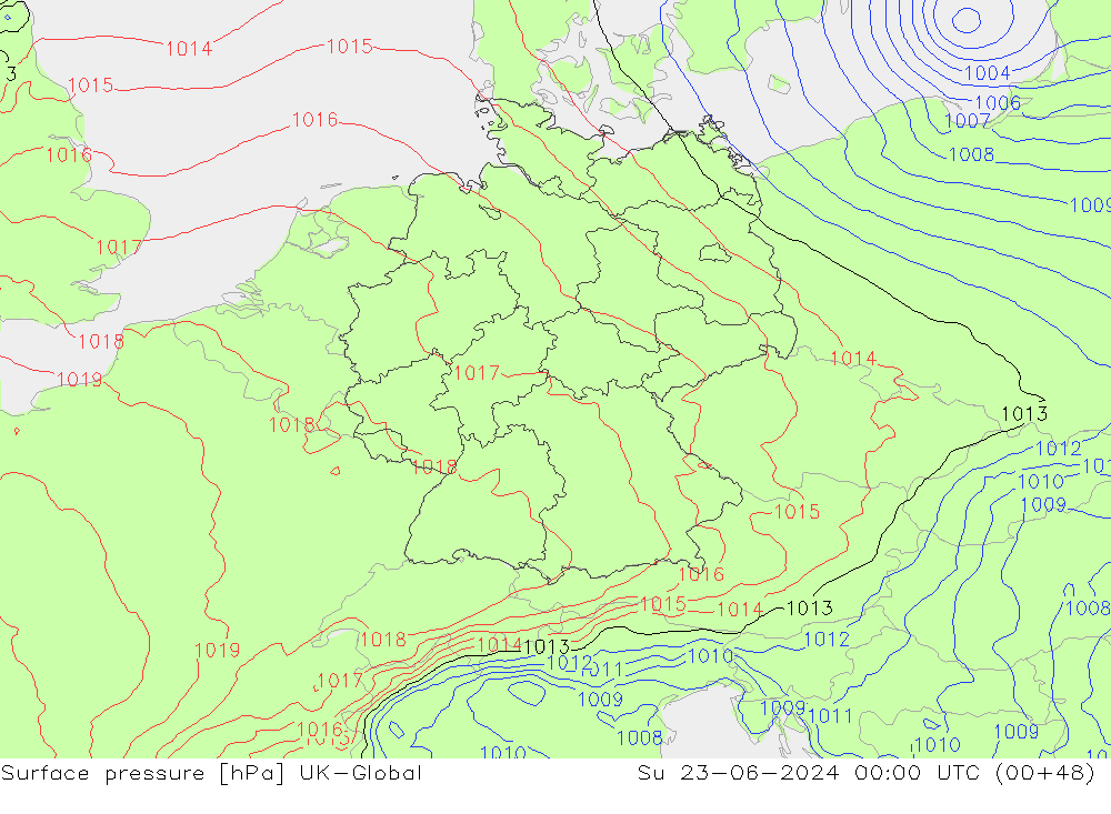 приземное давление UK-Global Вс 23.06.2024 00 UTC