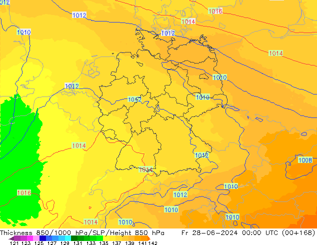 850-1000 hPa Kalınlığı UK-Global Cu 28.06.2024 00 UTC