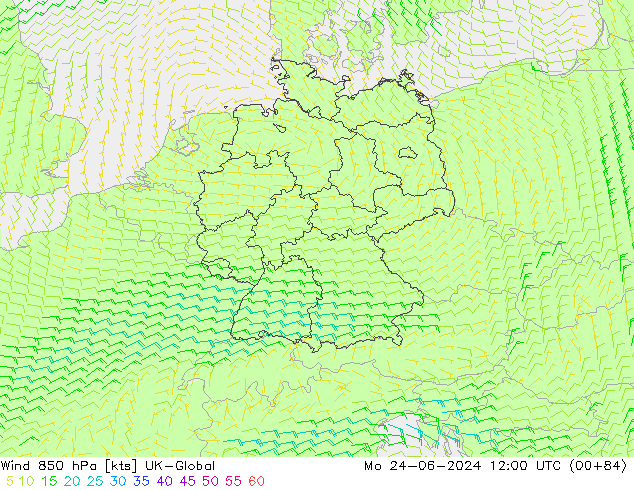 Rüzgar 850 hPa UK-Global Pzt 24.06.2024 12 UTC